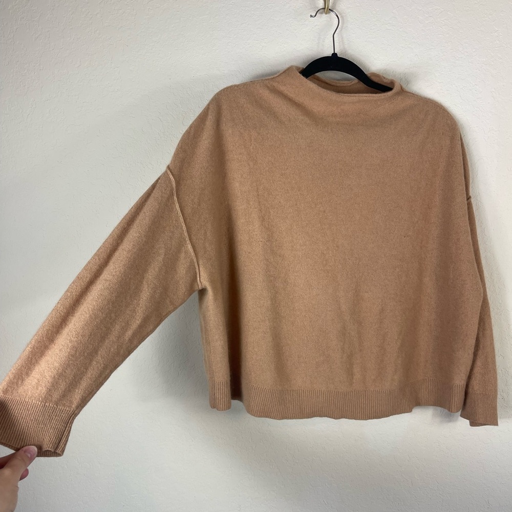 Anthropologie Pilcro 100% Cashmere Funnel Mock Neck Sweater Camel Tan Size 1X - Picture 5 of 11